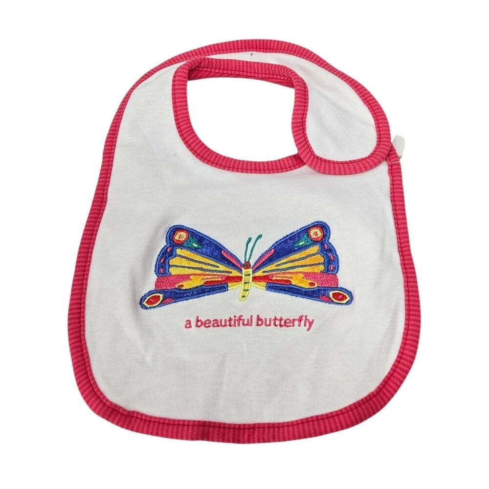 Deadstock Vintage Y2K Carter's Eric Carle Butterfly Caterpillar Bib Embroidered